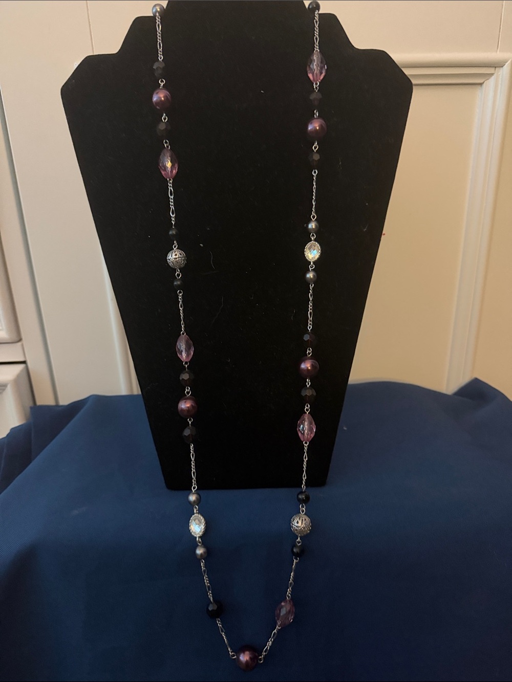 Lia Sophia Elegant Purple Bead Long Necklace